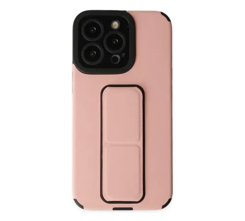 Apple iPhone 14 Pro Kılıf Mega Standlı Silikon - Pudra