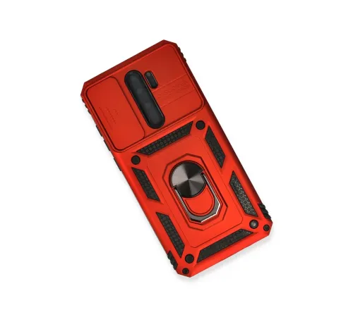 Xiaomi Redmi Note 8 Pro Kılıf Pars Lens Yüzüklü Silikon - Kırmızı