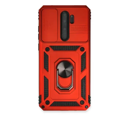 Xiaomi Redmi Note 8 Pro Kılıf Pars Lens Yüzüklü Silikon - Kırmızı
