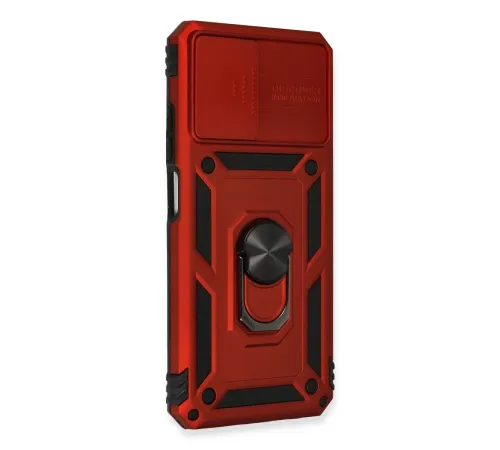 Xiaomi Redmi Note 10 Kılıf Pars Lens Yüzüklü Silikon - Kırmızı
