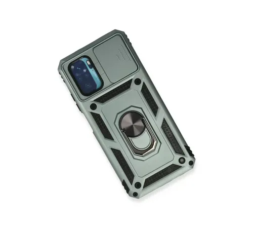 Xiaomi Redmi Note 10 Kılıf Pars Lens Yüzüklü Silikon - Yeşil