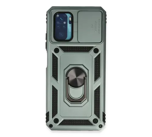 Xiaomi Redmi Note 10 Kılıf Pars Lens Yüzüklü Silikon - Yeşil