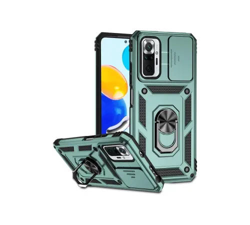 Xiaomi Redmi Note 10 Pro Kılıf Pars Lens Yüzüklü Silikon - Yeşil