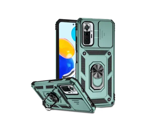 Xiaomi Redmi Note 10 Pro Kılıf Pars Lens Yüzüklü Silikon - Yeşil