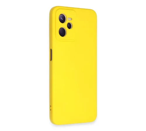 Realme C35 Kılıf Nano içi Kadife Silikon - Sarı