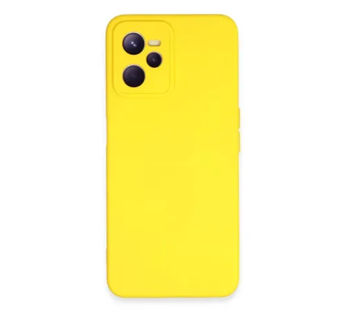 Realme C35 Kılıf Nano içi Kadife Silikon - Sarı