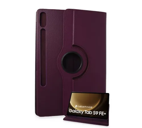 Samsung Galaxy X610 Tab S9 FE Plus 12.4 Kılıf 360 Tablet Deri Kılıf - Mürdüm