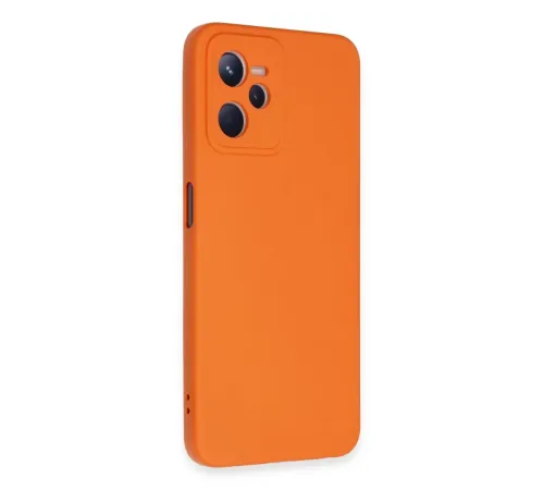 Realme C35 Kılıf Nano içi Kadife Silikon - Turuncu