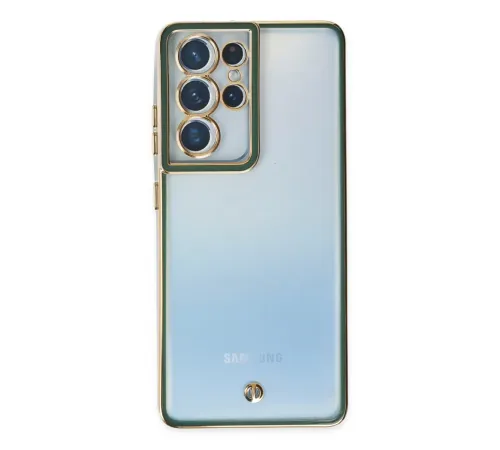 Samsung Galaxy S21 Ultra Kılıf Liva Lens Silikon - Yeşil