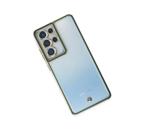 Samsung Galaxy S21 Ultra Kılıf Liva Lens Silikon - Yeşil