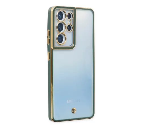 Samsung Galaxy S21 Ultra Kılıf Liva Lens Silikon - Yeşil
