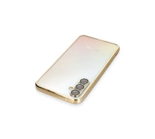 Samsung Galaxy A34 5G Kılıf Lensli Silikon - Gold