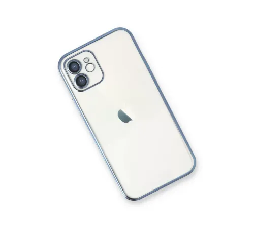 Apple iPhone 12 Kılıf Lensli Silikon - Açık Mavi