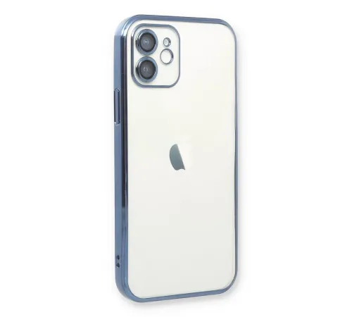 Apple iPhone 12 Kılıf Lensli Silikon - Açık Mavi