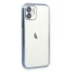 Apple iPhone 12 Kılıf Lensli Silikon - Açık Mavi