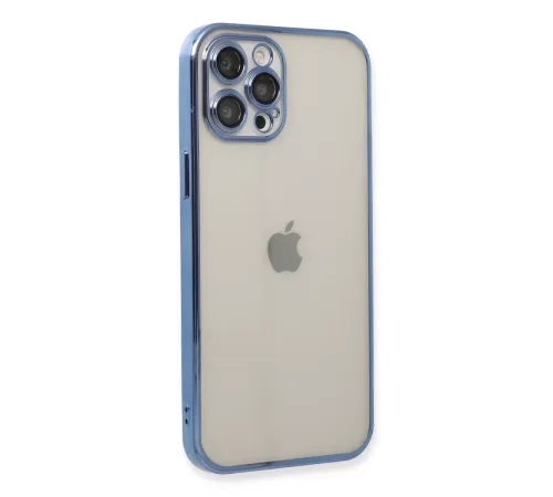 Apple iPhone 12 Pro Kılıf Lensli Silikon - Açık Mavi