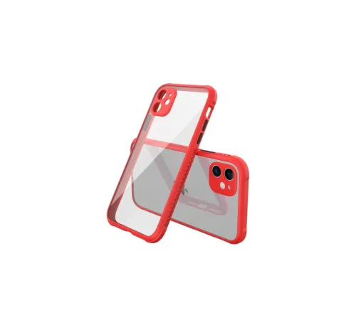 Apple iPhone 12 Mini Kılıf Miami Şeffaf Silikon - Kırmızı