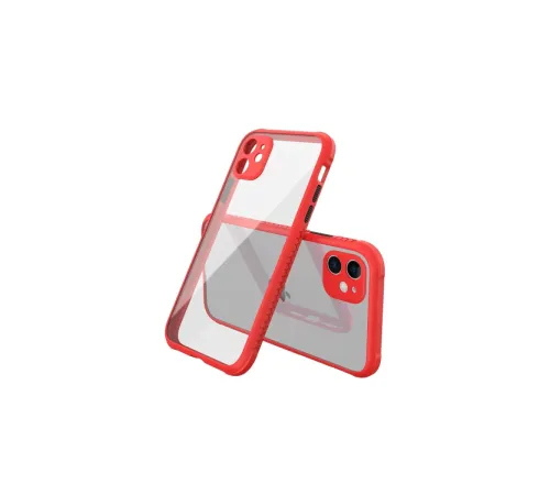 Apple iPhone 12 Mini Kılıf Miami Şeffaf Silikon - Kırmızı