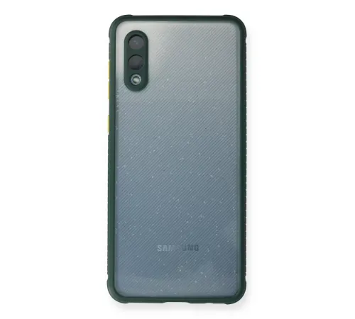Samsung Galaxy A02 Kılıf Miami Şeffaf Silikon - Koyu Yeşil