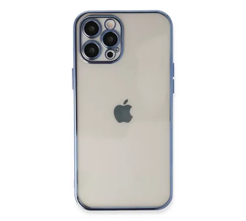 Apple iPhone 12 Pro Max Kılıf Lensli Silikon - Açık Mavi