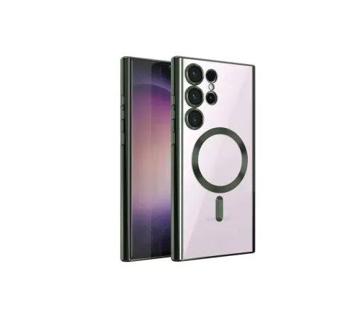 Samsung Galaxy S23 Ultra Kılıf Kross Magneticsafe Kapak - Koyu Yeşil