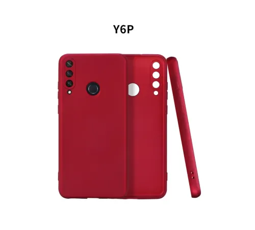 Huawei Y6P Kılıf First Silikon - Bordo