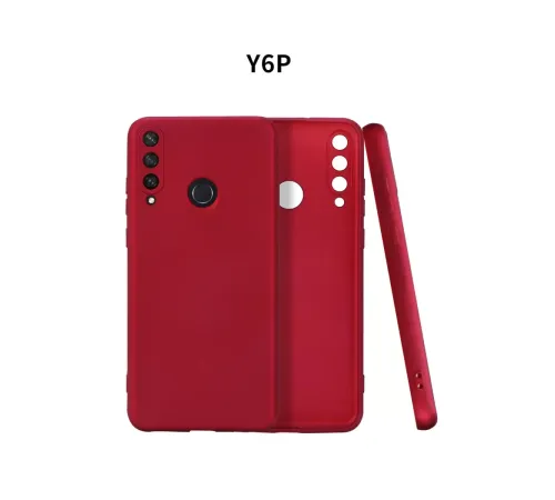 Huawei Y6P Kılıf First Silikon - Bordo
