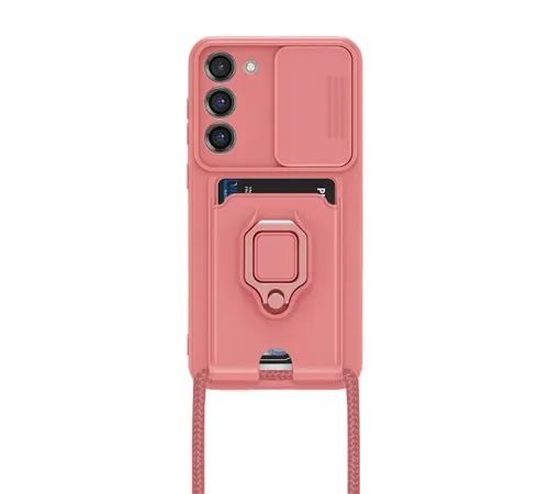 Samsung Galaxy S24 Plus Kılıf Zuma Kartvizitli Yüzüklü Silikon - Pembe