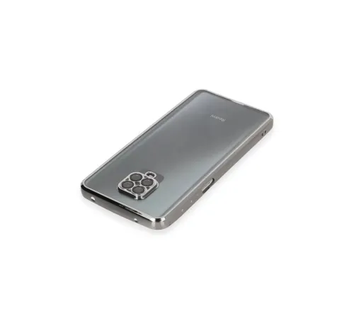Xiaomi Redmi Note 9 Pro Kılıf Lensli Silikon - Gümüş
