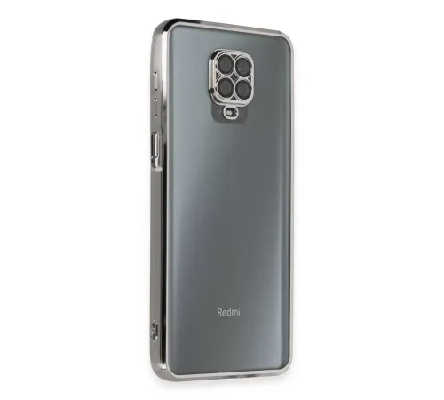 Xiaomi Redmi Note 9 Pro Kılıf Lensli Silikon - Gümüş