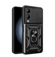 Vivo Y17S Kılıf Pars Lens Yüzüklü Silikon - Siyah
