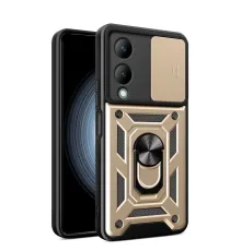 Vivo Y17S Kılıf Pars Lens Yüzüklü Silikon - Gold