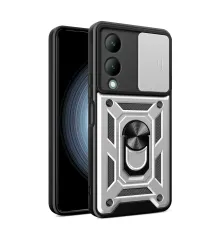 Vivo Y17S Kılıf Pars Lens Yüzüklü Silikon - Gümüş