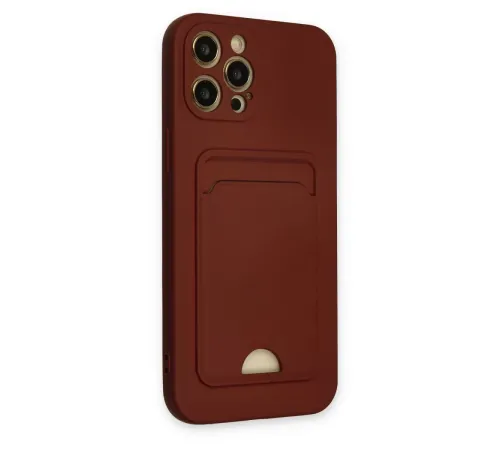 Apple iPhone 12 Pro Max Kılıf Kelvin Kartvizitli Silikon - Bordo