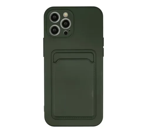 Apple iPhone 12 Pro Max Kılıf Kelvin Kartvizitli Silikon - Koyu Yeşil