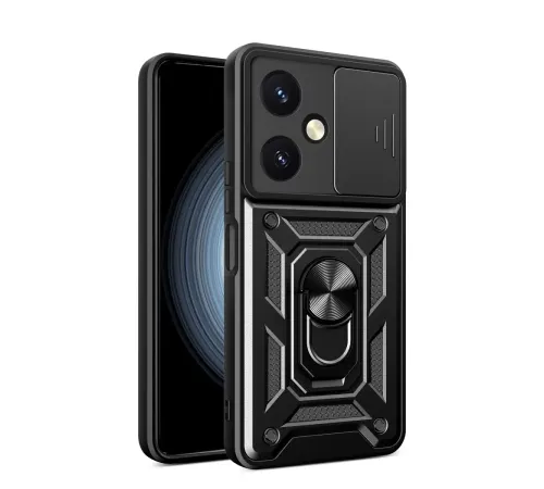 Vivo Y27 Kılıf Pars Lens Yüzüklü Silikon - Siyah