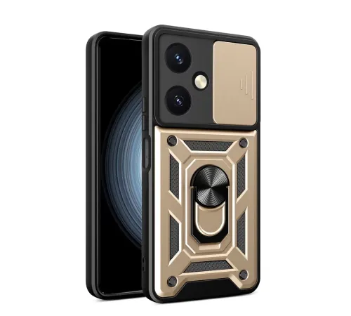 Vivo Y27 Kılıf Pars Lens Yüzüklü Silikon - Gold