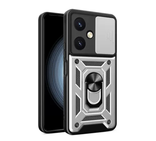 Vivo Y27 Kılıf Pars Lens Yüzüklü Silikon - Gümüş