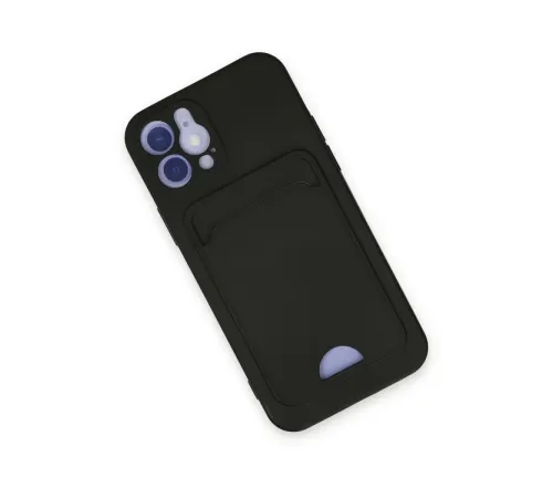 Apple iPhone 12 Kılıf Kelvin Kartvizitli Silikon - Siyah