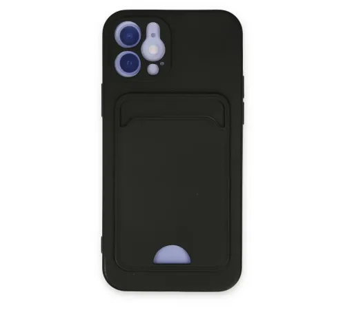 Apple iPhone 12 Kılıf Kelvin Kartvizitli Silikon - Siyah