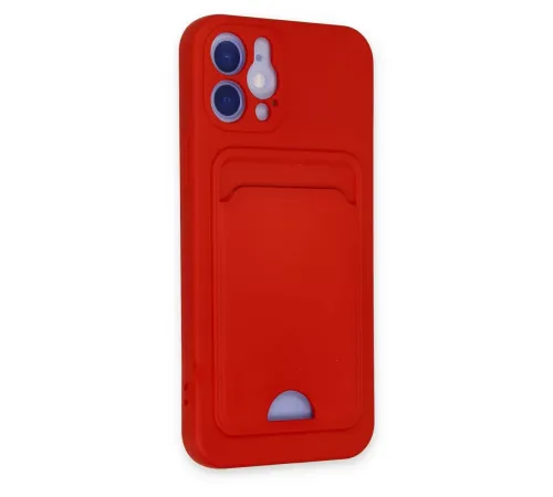 Apple iPhone 12 Kılıf Kelvin Kartvizitli Silikon - Kırmızı