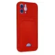 Apple iPhone 12 Kılıf Kelvin Kartvizitli Silikon - Kırmızı