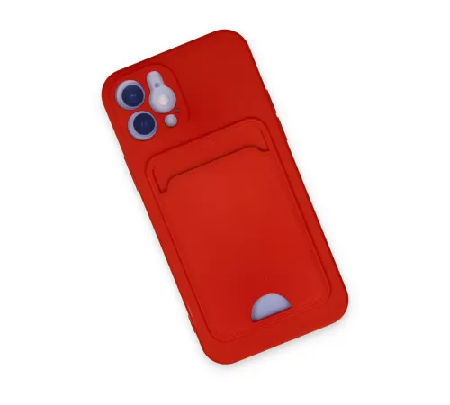 Apple iPhone 12 Kılıf Kelvin Kartvizitli Silikon - Kırmızı