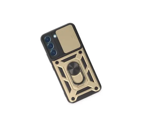 Samsung Galaxy S24 Kılıf Pars Lens Yüzüklü Silikon - Gold