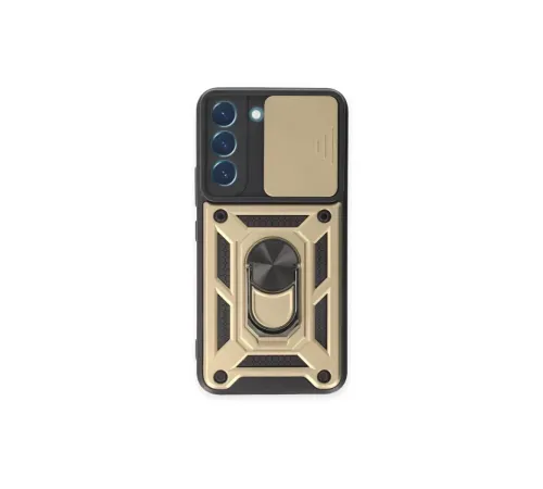Samsung Galaxy S24 Kılıf Pars Lens Yüzüklü Silikon - Gold
