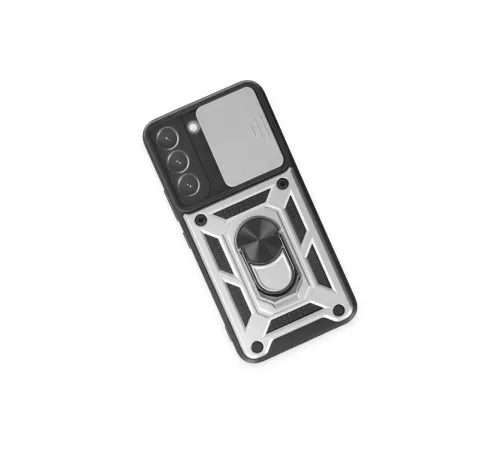 Samsung Galaxy S24 Kılıf Pars Lens Yüzüklü Silikon - Gümüş