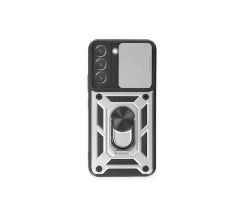 Samsung Galaxy S24 Kılıf Pars Lens Yüzüklü Silikon - Gümüş