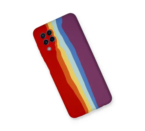 Samsung Galaxy A22 Kılıf Ebruli Lansman Silikon - Kırmızı-Mor