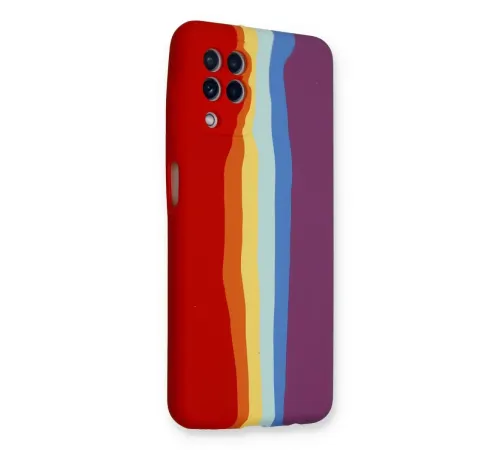 Samsung Galaxy A22 Kılıf Ebruli Lansman Silikon - Kırmızı-Mor