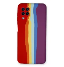 Samsung Galaxy A22 Kılıf Ebruli Lansman Silikon - Kırmızı-Mor